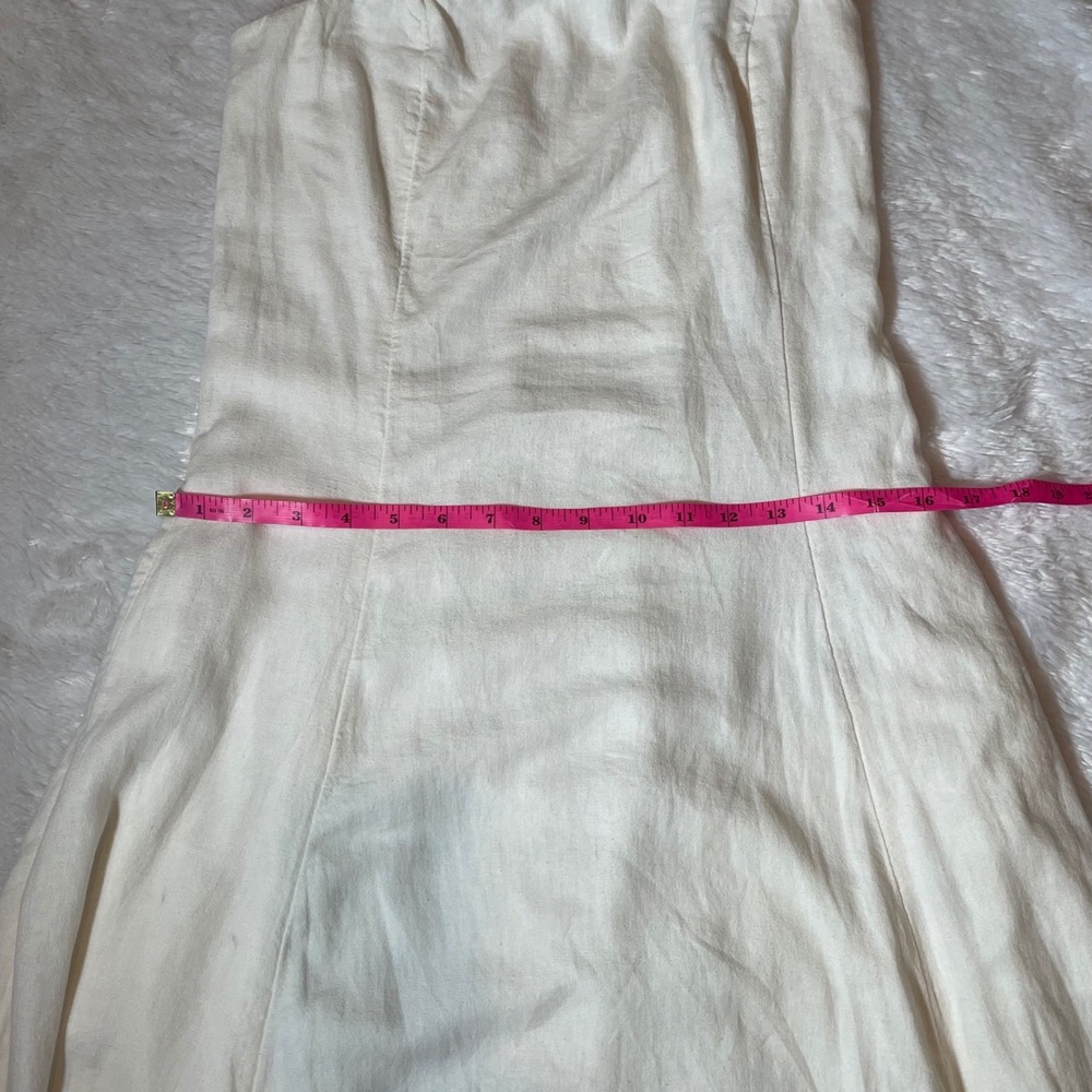 The Drop Carlota Strapless Linen Blend Midi Dress Ivory White Smocked Back M NEW - Picture 7 of 7